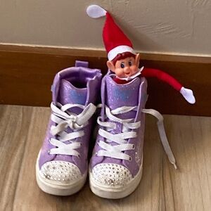 Kids Purple Glitter High-Top Sneakers